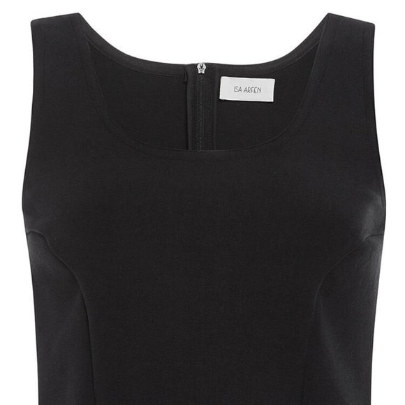ISA ARFEN UK New Cropped Vest TOP Blouse Stretch Cotton Full Back Zip BLACK πHP - Picture 7 of 11